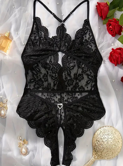 Body in pizzo profondo senza lingerie