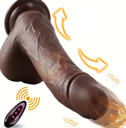 Vibratore a spinta dildo sex toys con rotazione e riscaldamento