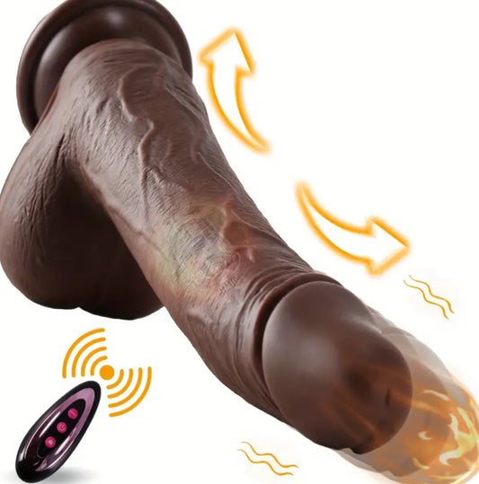 Vibratore a spinta dildo sex toys con rotazione e riscaldamento