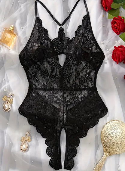 Body in pizzo profondo senza lingerie