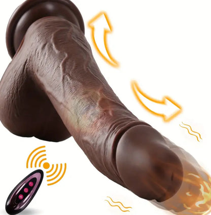 Vibratore a spinta dildo sex toys con rotazione e riscaldamento