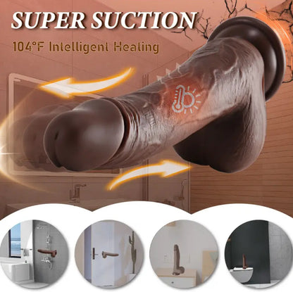 Vibratore a spinta dildo sex toys con rotazione e riscaldamento