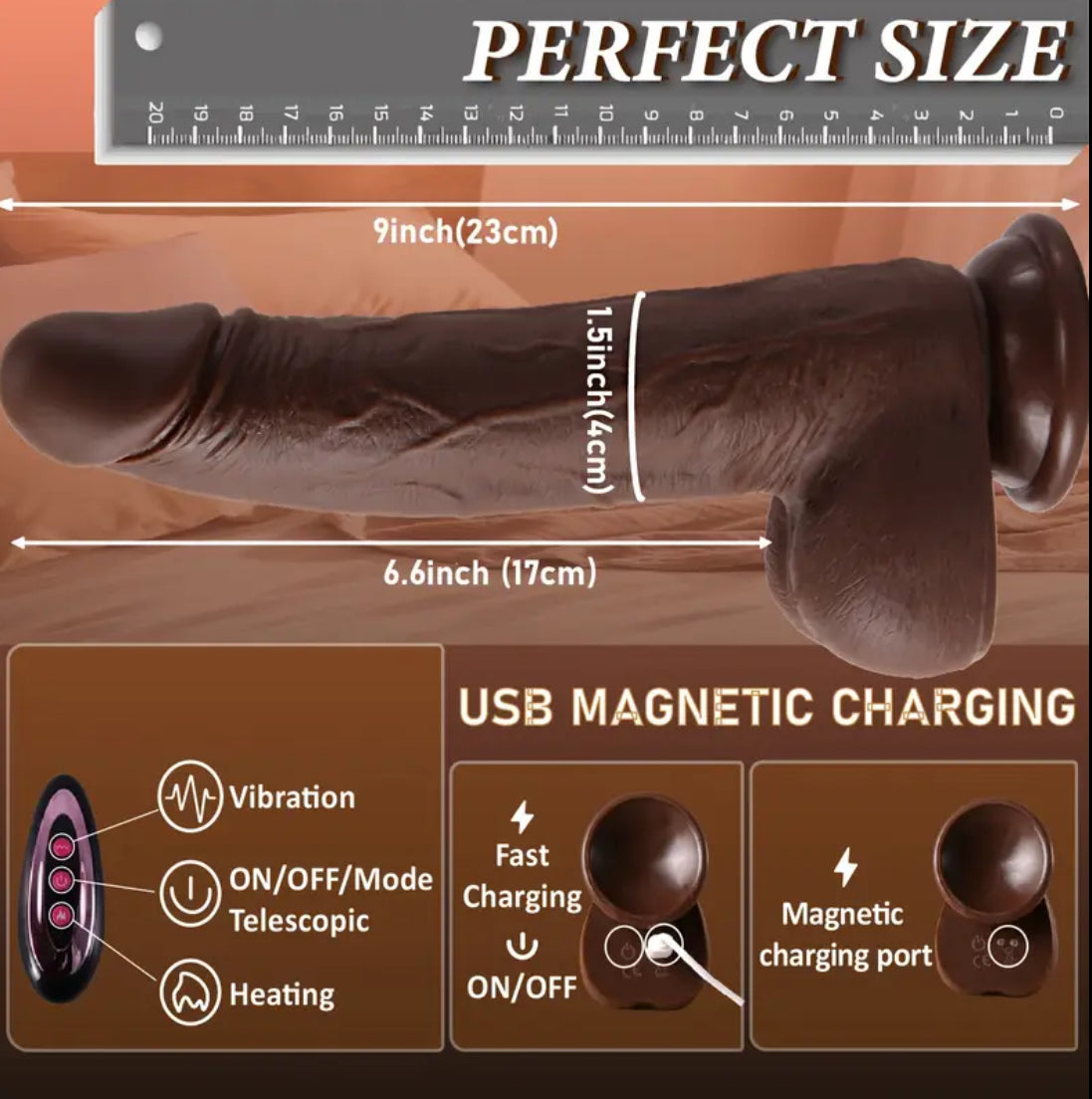 Vibratore a spinta dildo sex toys con rotazione e riscaldamento
