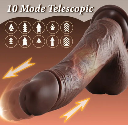 Vibratore a spinta dildo sex toys con rotazione e riscaldamento